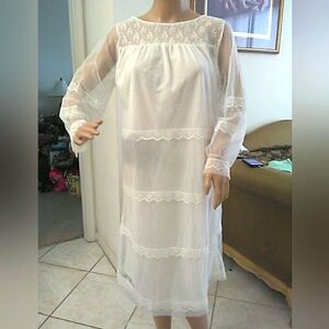 1960s SEARS Elegant White Lace + MESH DRESS (SLIP UNDERNEATH) SZ. 34(Bust Size)